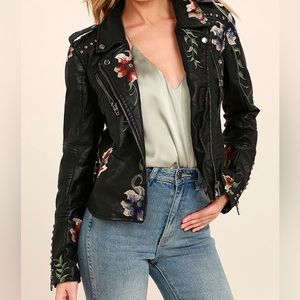 BLANKNYC As You Wish Floral Embroidered Moto Jacket